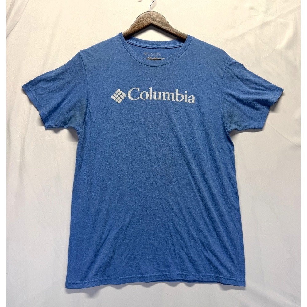 Columbia Sportswear CSC T Shirt Mens Medium Blue Graphic Logo Crew Neck Cotton